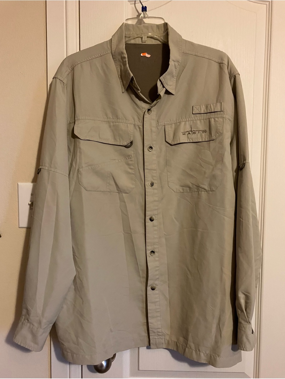 Habit Men's Long Sleeve Casual Button-Down Shirt - Light Khaki